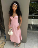 Niulatu A Line Off The Shoulder Pink Satin Slit Long Prom Dresses Formal Dress HZ1110