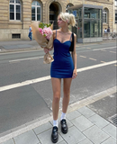 Niulatu Mermaid Spaghetti Straps Stripe Satin Short Homecoming Dress 19th Birthday Outfits HZ1110