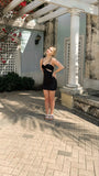 Niulatu Black Spaghetti Straps Satin Hollow Short Homecoming Dress 21th Birthday Outfits HZ1110
