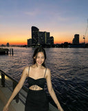 Niulatu Mermaid Black Spaghetti Straps Satin Long Prom Dresses Formal Dress HZ1110