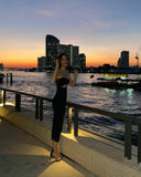 Niulatu Mermaid Black Spaghetti Straps Satin Long Prom Dresses Formal Dress HZ1110