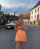 Niulatu A Line Spaghetti Straps Orange Satin Backless Short Homecoming Dress 19th Birthday Outfits HZ1110