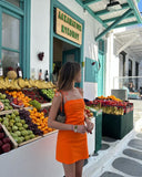 Niulatu Orange A Line Spaghetti Straps Satin Short Homecoming Dress 18th Birthday Outfits HZ1110