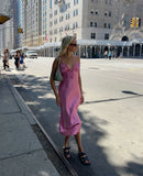 Niulatu Elegant A Line Spaghetti Straps Satin Long Prom Dresses Formal Dress HZ1110