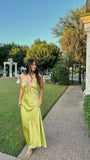 Niulatu Line Spaghetti Straps Satin Hollow Long Prom Dresses Formal Dress HZ1110