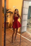 Niulatu A Line Square Burgundy Satin Mini Short Homecoming Dress 19th Birthday Outfits HZ1110