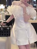 Niulatu A line Strapless White Short Homecoming Dress 19th Birthday Outfits HZ1110