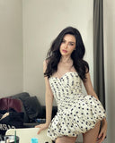 Niulatu A Line Sweetheart Satin Polka Dots Short Homecoming Dress 19th Birthday Outfits HZ1110