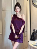 Niulatu A line One Shoulder Grape 18th Birthday Dress Short Homecoming Dresses HZ1110