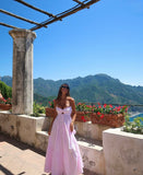 Niulatu A Line Strapless Pink Satin Long Prom Dresses Formal Dress HZ1110