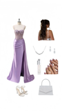 Niulatu Mermaid Spaghetti Straps Lilac Pleated Satin Applique Slit Long Prom Dresses Formal Dress HZ1110
