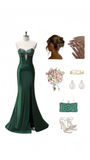 Niulatu Mermaid Sweetheart Dark Green Satin Slit Long Prom Dresses Formal Dress HZ1110