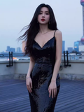 Niulatu Mermaid Sequin Black Prom Dresses HZ1110