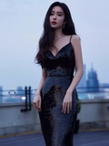 Niulatu Mermaid Sequin Black Prom Dresses HZ1110