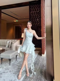Niulatu A-Line Sage Green Short Birthday Outfits Homecoming Dress HZ1110