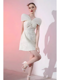 Niulatu A-Line Lace Short Birthday Outfits White Homecoming Dress HZ1110