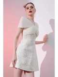Niulatu A-Line Lace Short Birthday Outfits White Homecoming Dress HZ1110