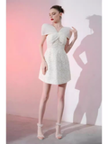 Niulatu A-Line Lace Short Birthday Outfits White Homecoming Dress HZ1110
