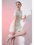 Niulatu A-Line Lace Short Birthday Outfits White Homecoming Dress HZ1110