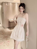 Niulatu Lace Short Prom Dress White Homecoming Dress HZ1110