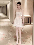 Niulatu Lace Short Prom Dress White Homecoming Dress HZ1110
