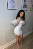 Niulatu Mermaid Off The Shoulder White Chiffon Short Homecoming Dress 19th Birthday Outfits HZ1110