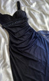 Niulatu A Line Sweetheart Neck Ombre Navy Chiffon Sequin Long Prom Dresses Formal Dress HZ1110