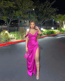 Niulatu Mermaid Off The Shoulder Satin Slit Long Prom Dresses Formal Dress HZ1110
