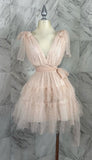 Niulatu A Line V Neck Tulle Beads Short Homecoming Dress 16th Birthday Outfits HZ1110