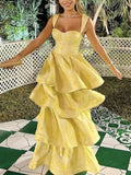 Niulatu Sweetheart Sleeveless Ruffle Floor Length Prom Dress Birthday Outfits HZ1110