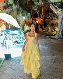 Niulatu Sweetheart Sleeveless Ruffle Floor Length Prom Dress Birthday Outfits HZ1110