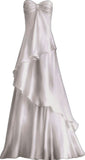 Niulatu A Line Strapless Satin Ruffle Long Prom Dresses Formal Dress HZ1110