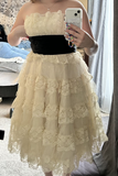 Niulatu 16th Ball Gown Strapless Lace Short Homecoming Dress Birthday Outfits HZ1110