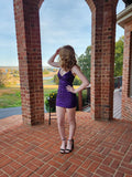 Niulatu Purple Mermaid Spaghetti Straps Satin Sequin Short Homecoming Dress 21th Birthday Outfits HZ1110