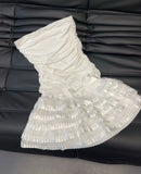 Niulatu Tight A Line Strapless Satin Pleated Short Homecoming Dress 19th Birthday Outfits HZ1110