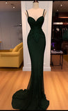 Niulatu Mermaid Spaghetti Straps Satin Tulle Sequin Long Prom Dresses Formal Dress HZ1110
