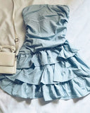 Niulatu A Line Strapless Satin Layer Short Homecoming Dress 19th Birthday Outfits HZ1110