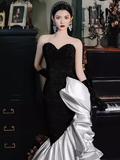 Niulatu Mermaid Sweetheart Sequin Black Prom Dresses HZ1110