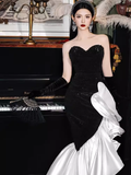 Niulatu Mermaid Sweetheart Sequin Black Prom Dresses HZ1110