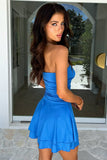 Niulatu Simple A Line Strapless Satin Short Homecoming Dress 19th Birthday Outfits HZ1110
