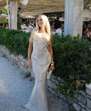 Niulatu Mermaid Spaghetti Straps Sequin Long Prom Dress,Formal Dress HZ1110