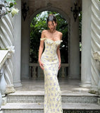 Niulatu Mermaid Off The Shoulder Printed Satin Long Prom Dress,Formal Dress HZ1110