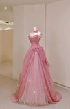 Niulatu Ball Gown Strapless Chiffon Tulle With Flowers Long Prom Dress,Formal Dress HZ1110