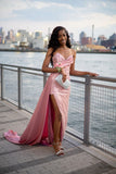 Niulatu Mermaid Sweetheart Satin Sequin Slit Long Prom Dress,Formal Dress HZ1110