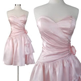Niulatu Pink Sweetheart A Line Satin Short Homecoming Dress 16th Birthday Outfits HZ1110