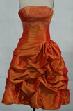 Niulatu A Line Orange Strapless Pleated Satin Beads Short Homecoming Dress 18th Birthday Outfits HZ1110