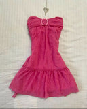 Niulatu Hot Pink A Line Strapless Satin Short Homecoming Dress 20th Birthday Outfits HZ1110