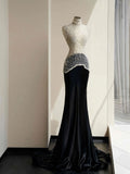 Niulatu Romantic Mermaid Satin Beaded Long Prom Dress,Formal Dress HZ1110