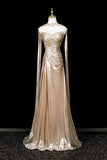 Niulatu Classy Mermaid Strapless Pleated Satin With Scarf Long Prom Dress,Formal Dress HZ1110