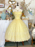 Niulatu Ball Gown Yellow Strapless Tulle Lace Tea Length Homecoming Dress 18th Birthday Outfits HZ1110
